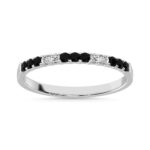 14K White Gold 1/5 Ct.tw Alternate 4 White and 9 Black Diamond Machine Band