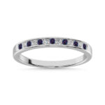 Synthetic Alexandrite and Alternate Diamond 1/5 Ct.Tw. Ladies Machine Band in 14K White Gold