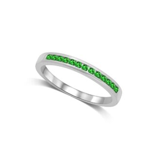 14K White Gold 1/5 Ct.tw Tsavorite Machine Band