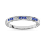 Tanzainte and Alternate Diamond 1/4 Ct.Tw. Ladies Machine Band in 14K White Gold