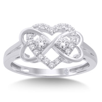 10K White Gold 1/4 Ct.Tw. Diamond Heart Ring