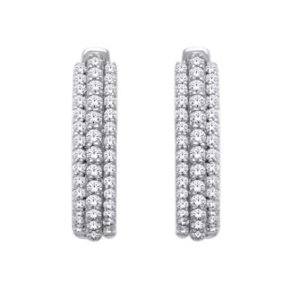 14K White Gold 1/2 Ct.Tw. Diamond Hoop Earrings
