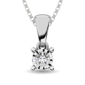 10K White Gold 1/20 Ct.Tw. Diamond Solitaire Pendant