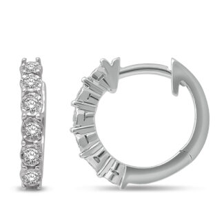 10K White Gold 1/2 Ct.Tw. Diamond Huggie Earrings