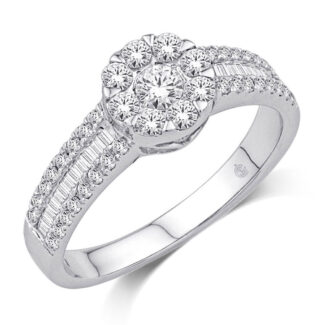 14K White Gold 3/4 Ct.Tw. Diamond Fashion Ring