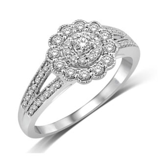 14K White Gold 1/2 Ct.Tw. Diamond Fashion Band