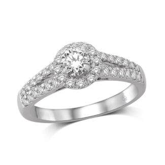 14K White Gold 2 Ct.Tw. Diamond Halo Engagement Ring