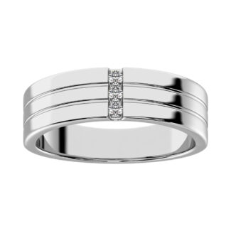 Diamond 1/10 Ct.Tw. Men�s Machine Band in 10K White Gold