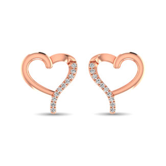 10K Rose Gold 1/20 Ct.Tw. Diamond  Heart Earrings