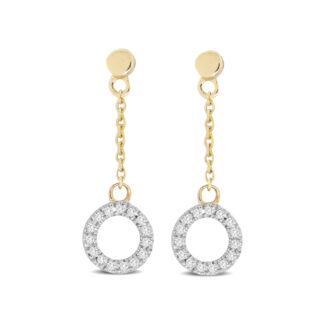 10K Yellow Gold 1/20 Ct.Tw. Diamond Dangler Earrings
