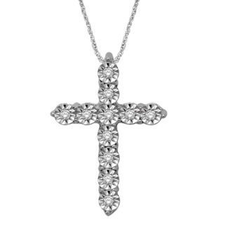 10K White Gold 1/10 Ct.Tw. Diamond Cross Pendant