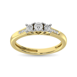 10K Yellow Gold 1/6 Ct.Tw. Diamond Three Stone Ring