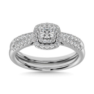 Diamond 3/8.Ct.Tw. Double Halo Bridal Ring in 10K White Gold