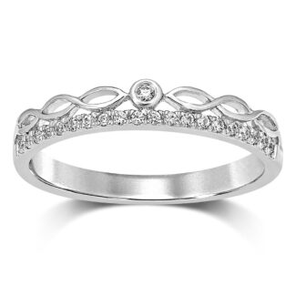 10k White Gold 1/10 Ct.Tw. Diamond Stackable Band