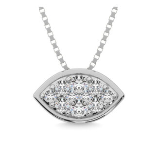 14K White Gold 1/6 Ct.tw Diamond  Marquise Shape Flower Pendant
