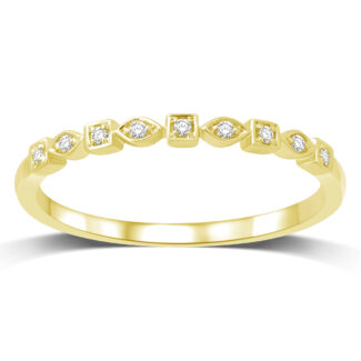 14K Yellow Gold 1/20 Ct.tw Diamond Wedding Band