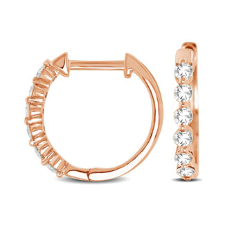 14K Rose Gold 1/4 Ct.tw Diamond Hoop Earrings