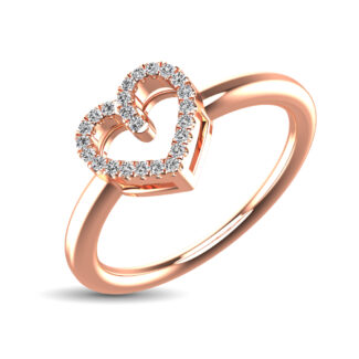 10K Rose Gold 1/20 Ct.tw Diamond Heart Ring