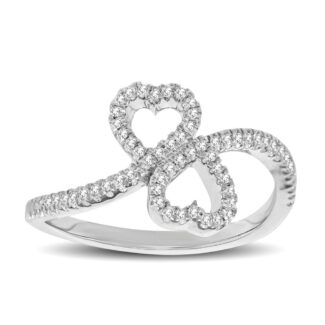 10K White Gold 1/5 Ct.tw Diamond Double Heart Ring