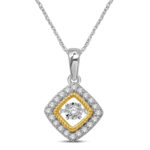 10K Two Tone 1/4 Ct.tw Moving Diamond Pendant