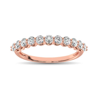 14K Rose Gold Diamond 5/8 Ct.Tw. 9 Stone Anniversary Band