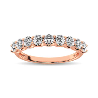 14K Rose Gold Diamond 1 Ct.Tw. 9 Stone Anniversary Band