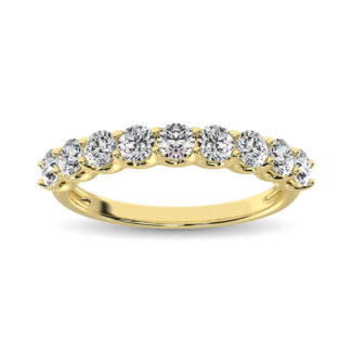 14K Yellow Gold Diamond 1 Ct.Tw. 9 Stone Anniversary Band