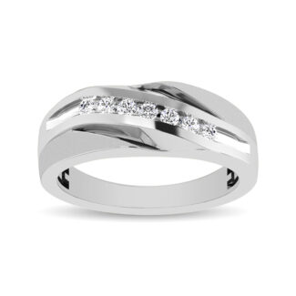 10K White Gold 1/10 Ct.Tw. Diamond Seven Stone Men�s Band
