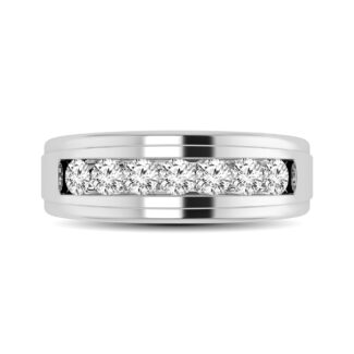 10K White Gold 1/4 Ct.Tw. Diamond Satin Finish Men�s Band