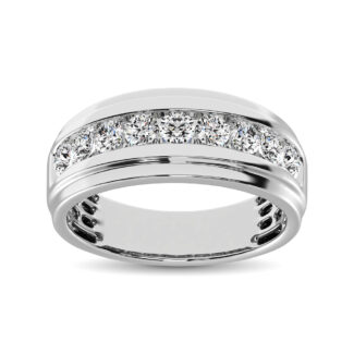 10K White Gold 1/4 Ct.Tw. Diamond Satin Finish Men�s Band