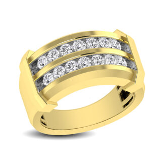 10K Yellow Gold 1 Ct.tw Round Cut Diamond Men�s Wedding Band