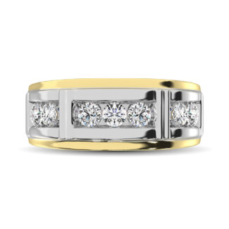 10K Two Tone Diamond 1/10 Ct.tw 7 Stone Men's Band