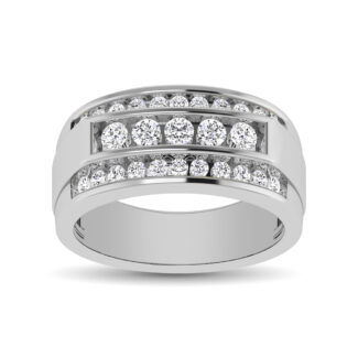 10K White Gold 1/2 Ct.tw Round Cut Diamond Men�s Wedding Band