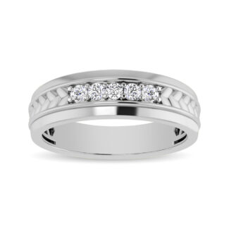10K White Gold 1/4 Ct.Tw. Diamond Five Stone Men�s Band