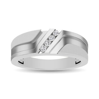 10K White Gold 1/10 Ct.Tw. Diamond Men�s Band