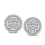 Diamond 1/2 Ct.Tw. Round Double Frame Stud Earrings