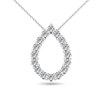 14K White Gold 3/8 Ct.Tw. Diamond Tear Drop Pendant