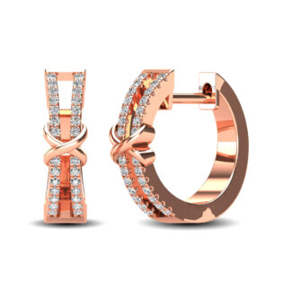 10K Rose Gold 1/6 Ct.Tw. Diamond Hoop Earrings