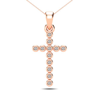 10K Rose Gold 1/20 Ct.Tw. Diamond Accent Cross Pendant