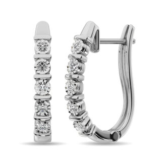 Diamond Hoop Earrings 1/10 Ct.tw in 10K White Gold