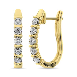 Diamond Hoop Earrings 1/10 Ct.tw in 10K Yellow Gold