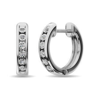 Diamond 1/50 Ct.tw Hoop Earrings  in Sterling Silver