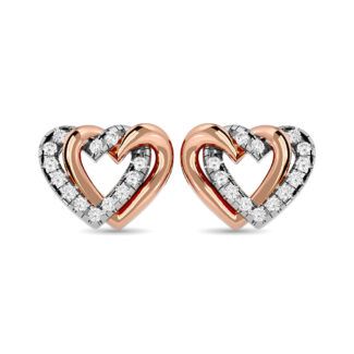 Diamond Duel Heart earrings 1/6 Ct.tw in 10K Rose Gold