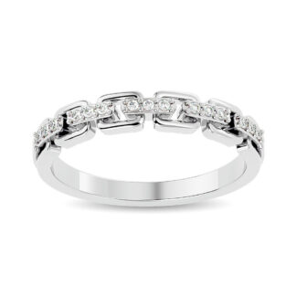 Diamond 1/10 Ct.tw Ladies band in 10K White Gold
