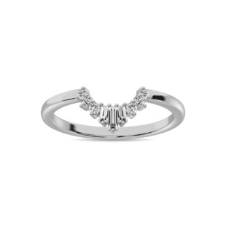 Diamond 1/6 Ct.tw Round and Baguette Fashion Ring  in 10K White Gold