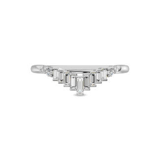 Diamond 1/5 Ct.tw Round and Baguette Chevron Band  in 10K White Gold