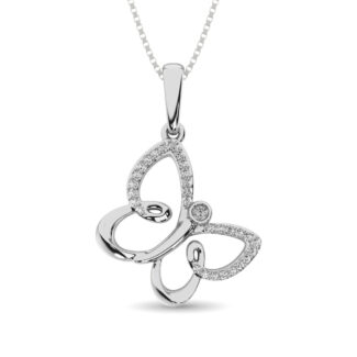 Diamond 1/50 Ct.tw Butterfly Pendant in Sterling Silver