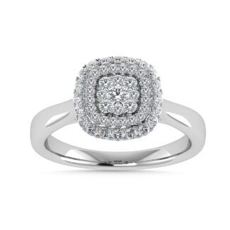 Diamond 1/2 Ct.Tw. Cluster Fashion Ring in 14K White Gold