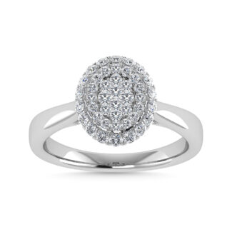 Diamond 1/2 Ct.Tw. Cluster Fashion Ring in 14K White Gold Gold