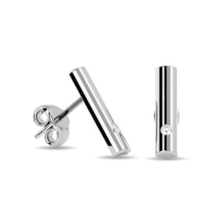 Diamond  1/20 Ct.tw Bar Earrings in 10K White Gold